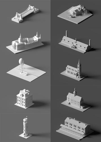 Low poly buildings collection preview image
